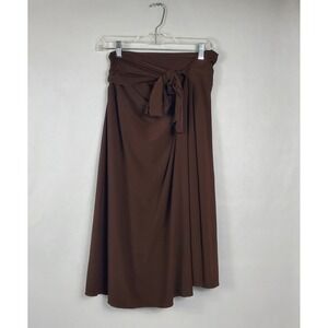 j.t.b. Women Brown Wrap Front Tie Waist ITY Knit Midi Skirt XL 3-ITY-4281